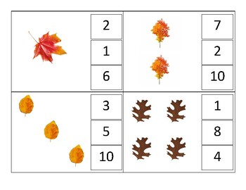Fall clip matching numbers 1-20 by Alyssa Schofield | TPT