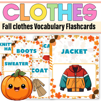 Preview of Fall Clothes Vocabulary Flashcards | Autumn Clothes Vocabulary Posters For ESL