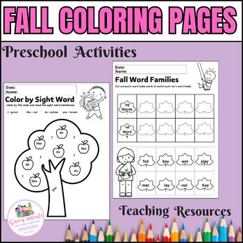 Fall coloring pages, Autumn worksheets kids, preschool activities, word ...