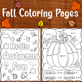 Fall coloring pages / color by addition and subtraction / 