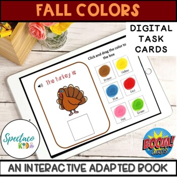 Preview of Fall colors an interactive book for Speech Therapy and Special Ed BOOM CARDS