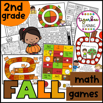 Preview of Fall common core math games 2nd grade no prep printables