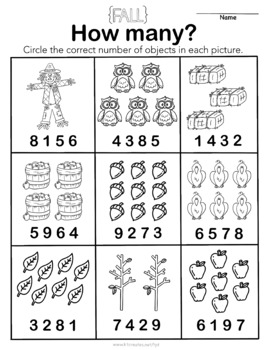 Fall counting worksheet by KT Creates by Katie Bennett | TPT