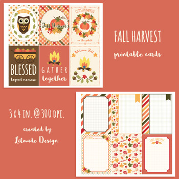 Preview of Fall harvest printable cards and task cards
