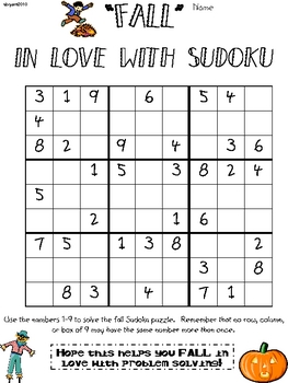 Preview of Fall Sudoku for Upper Elementary