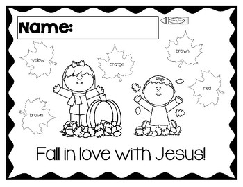 Preview of Fall in love with Jesus Color by Word Coloring Sheet