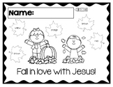 Fall in love with Jesus Color by Word Coloring Sheet