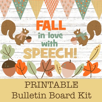 Preview of Fall in love with Speech Therapy Bulletin Board, Classroom/Door Decor, Wall art 