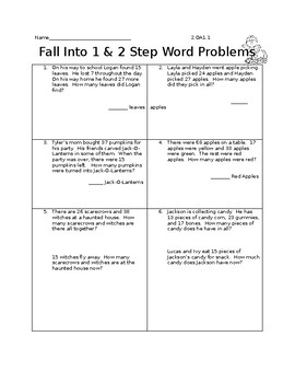 Preview of Fall into 1 & 2 step word problems