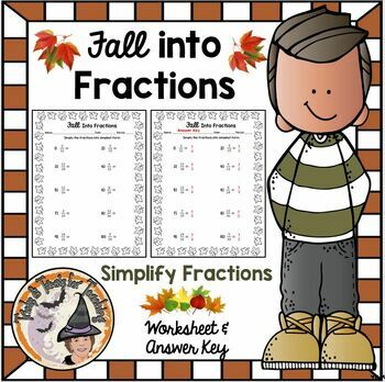 Preview of Fall into Fractions Simplifying Reducing Worksheet and Answer Key