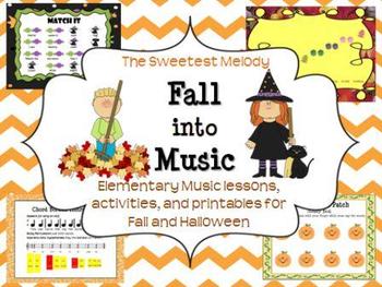 Preview of Fall into Music - elementary music lessons and activities for Fall/Halloween