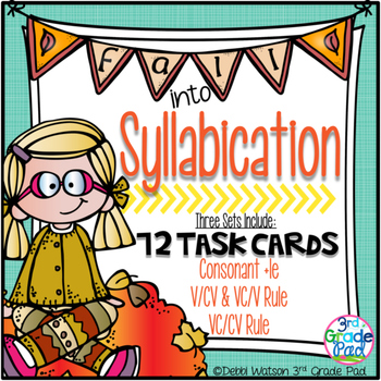 Preview of Syllabication Task Card Bundle: VC/CV, V/CV; VC/V; C+le