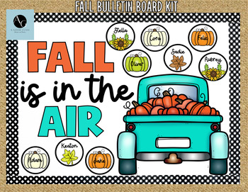 Preview of Fall is in the Air Bulletin Board and Door Kit- Fall Pumpkin Truck