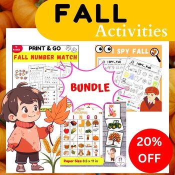 Preview of Fall learning bundle for kids: Autumn worksheets and activities