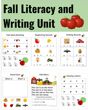 Preview of Fall literacy reading writing- worksheets, activities assessments morning work