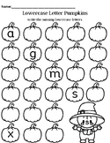Fall lowercase & uppercase letter pumpkins, fill in the bl