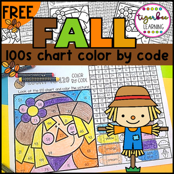 Preview of Fall math 100 chart 120 chart 300 chart colour by number freebie
