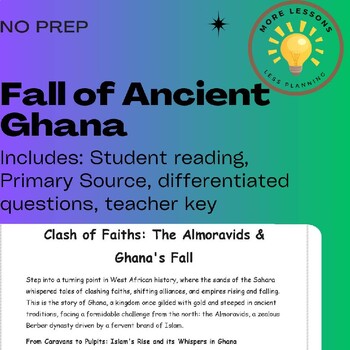 Preview of Fall of Ancient Ghana: Rise of Almoravids Reading Comprehension Worksheet