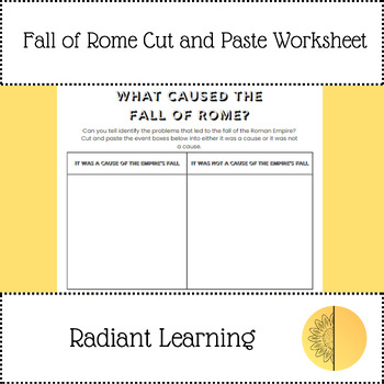 Preview of Fall of Rome Cut and Paste Worksheet