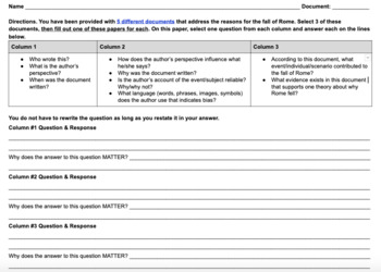 Preview of Fall of Rome DBQ Document Analysis 