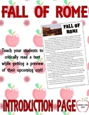 Fall of Rome Introduction Page Interactive Notebook Insert