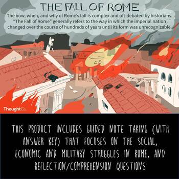 Preview of Fall of Rome Lesson: Guided notes and comprehension questions with answer key