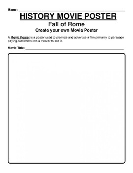 Preview of Fall of Rome "Movie Poster" WebQuest & Worksheet