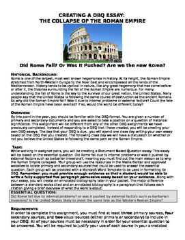 Preview of Fall of the Western Roman Empire- Students Create DBQ