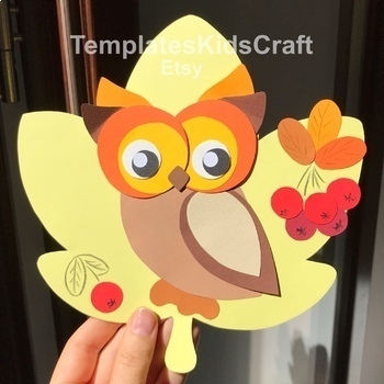 Preview of Fall Owl Craft Forest Animal Autum Bird Craftivity Classroom Decor Thanksgiving