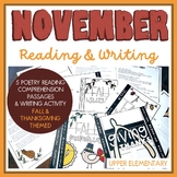 Fall reading passage activity with November writing prompt