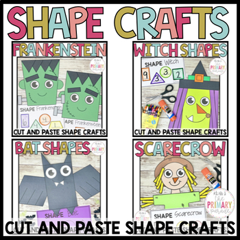 Preview of Fall shape craft bundle | Halloween shape craft | Frankenstein | Witch | Bat