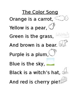 Preview of The Color Song - shared reading