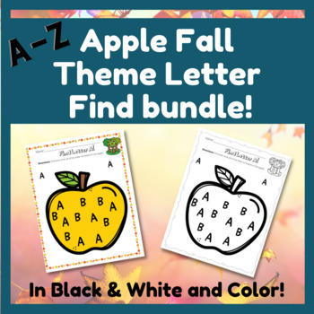 Preview of Fall theme Letter Find A-Z Worksheet Bundle