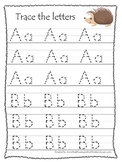 Fall themed A-Z tracing preschool educational worksheets. 