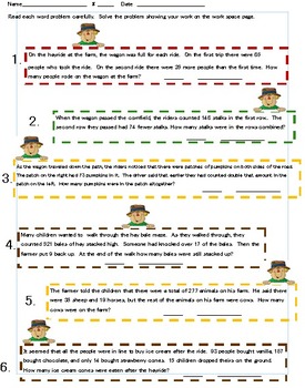 Preview of Fall themed Addition & Subtraction Word Problems