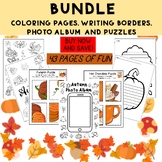 Fall themed Bundle/coloring pages/ Puzzles/ Kindergarten a