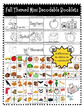 Preview of Fall themed mini decodable books