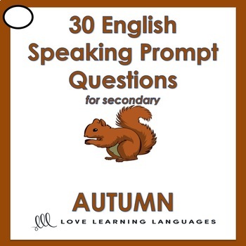 Preview of Fall vocabulary - 30 speaking prompt question cards ELL - ESL