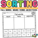 Fall words Sort worksheets - Parts of Speech | nouns verbs