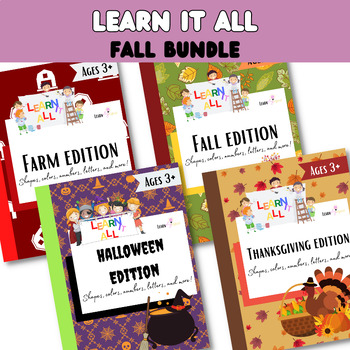 Preview of Preschool Fall worksheets bundle | Review and Assess | Homework | Homeschool