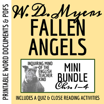 Preview of Fallen Angels Quiz and Close Reading Worksheets Bundle (Chapters 1-4)