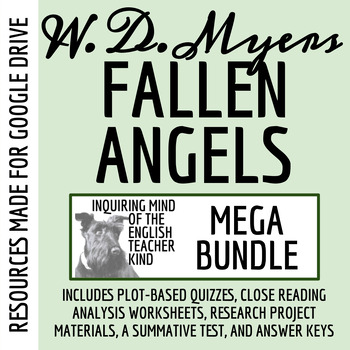Preview of Fallen Angels Quizzes, Worksheets, Research Project, Test, and Keys for Google