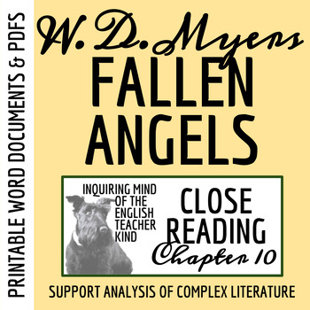 Preview of Fallen Angels by Walter Dean Myers Close Reading Worksheet (Chapter 10)