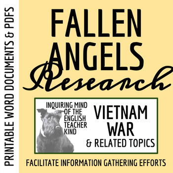 Preview of Fallen Angels by Walter Dean Myers and the Vietnam War - Research Project