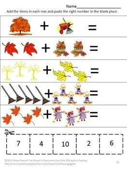 Fall Leaves Math Literacy Kindergarten Math Special Education Math Fine