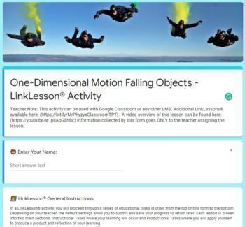 Preview of Falling Objects  LinkLesson® - Online Blended Distance Remote Learning