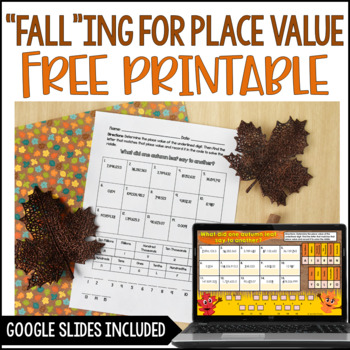 Preview of FREE Fall Math Activity - 5th Grade Place Value Activity | Digital Fall Math
