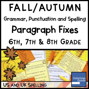 Preview of Fall Grammar Punctuation and Spelling Paragraph Fixes