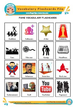 Fame & Celebrities - English Vocabulary Flashcards by FingerTips Resources