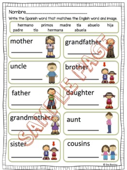 familia spanish family members worksheets flashcards by spanish class